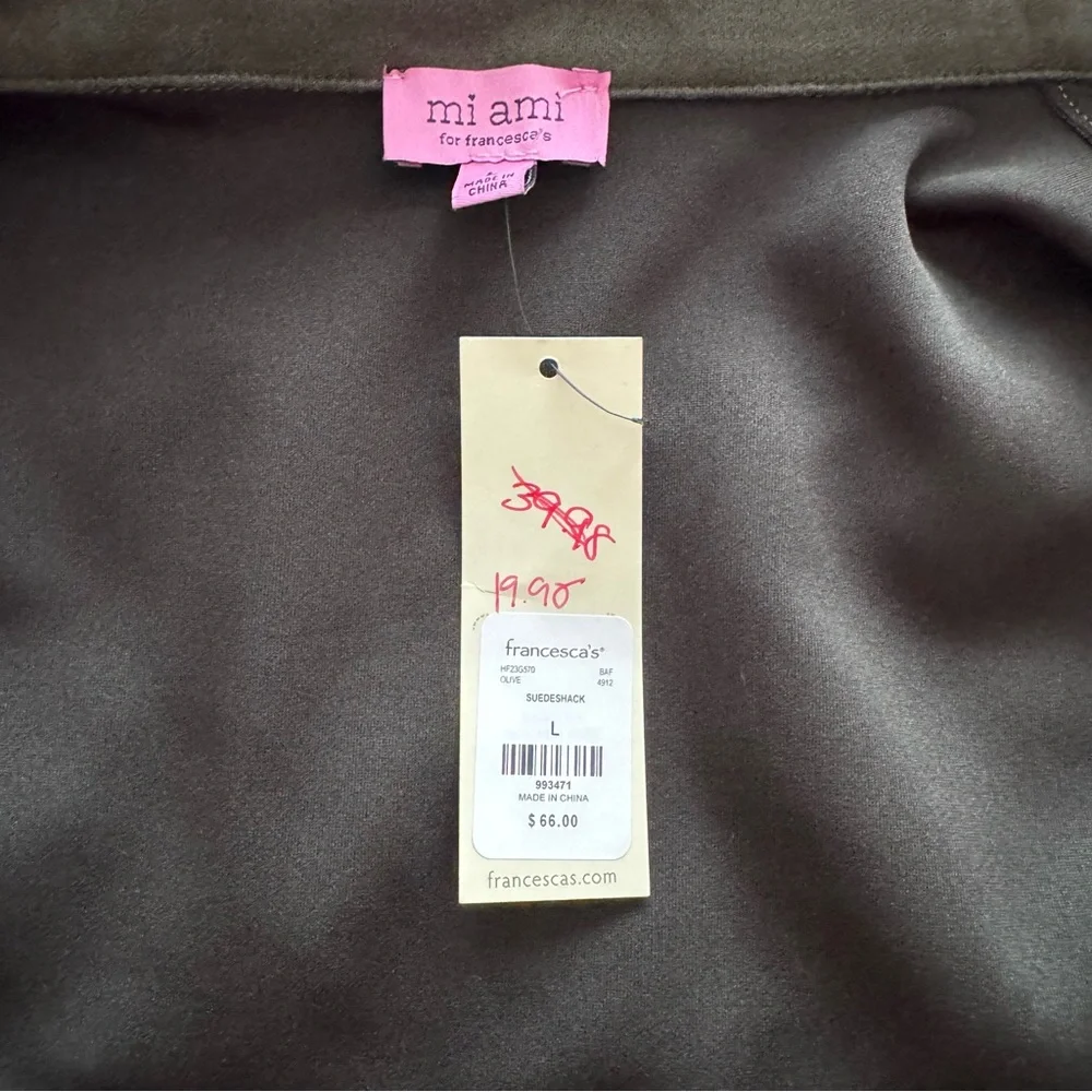 Francesca’s Faux Suede Shirt Jacket Size L NWT - Picture 5 of 6